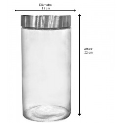 Porta Mantimento 1,75 Litros 21,5cm Altura Redondo Tampa Metal